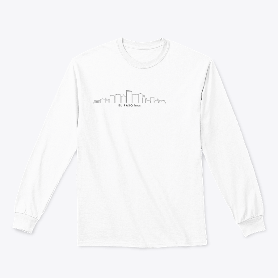 Hand drawn vector illustration of the El Paso skyline on a comfortable t-shirt, showcasing iconic buildings and a stylish design.