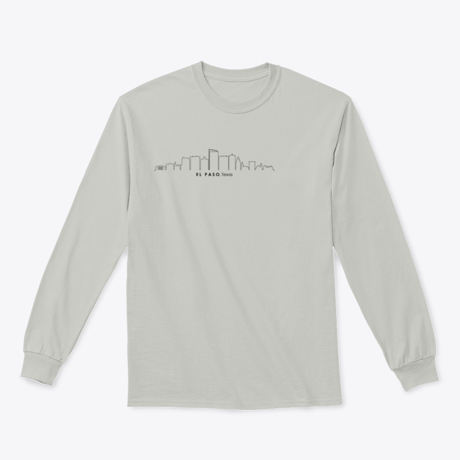 Hand drawn vector illustration of the El Paso skyline on a comfortable t-shirt, showcasing iconic buildings and a stylish design.