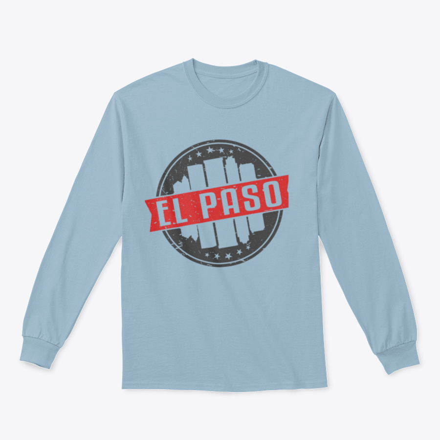 El Paso Texas Round Travel Stamp Design Sweatshirt featuring a classic fit and midweight fabric, ideal for casual wear.