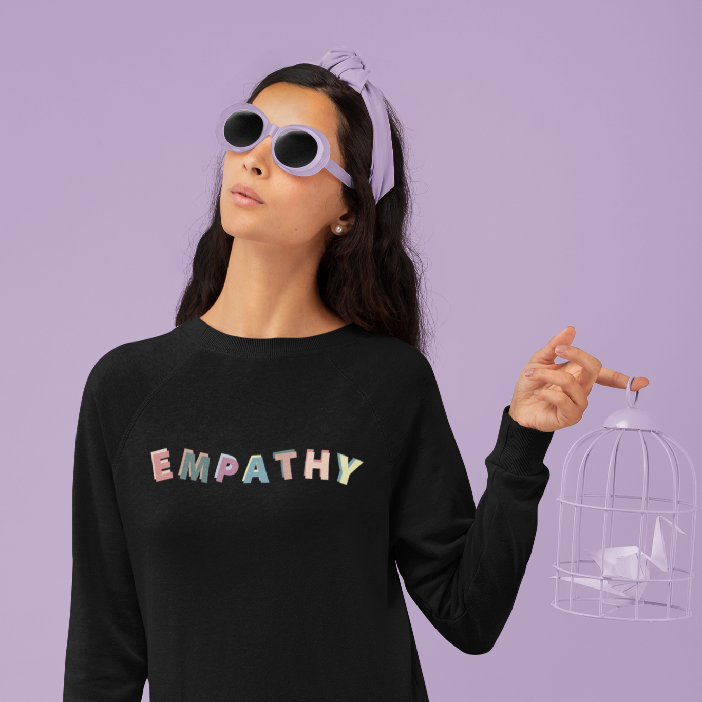 Empathy Organic Unisex Sweatshirt in a stylish design, made from organic cotton and recycled polyester, showcasing eco-friendly printing.