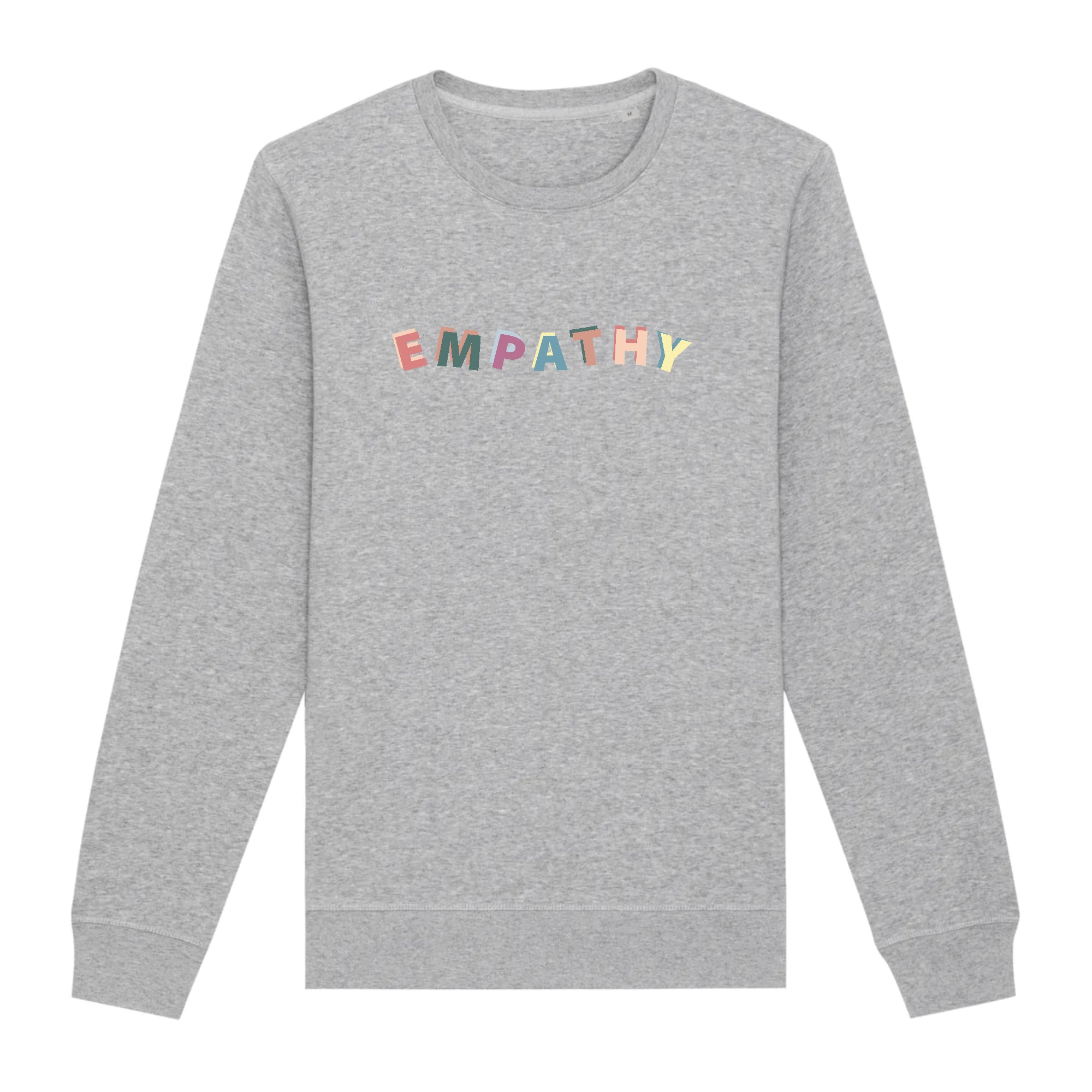 Empathy Organic Unisex Sweatshirt in a stylish design, made from organic cotton and recycled polyester, showcasing eco-friendly printing.