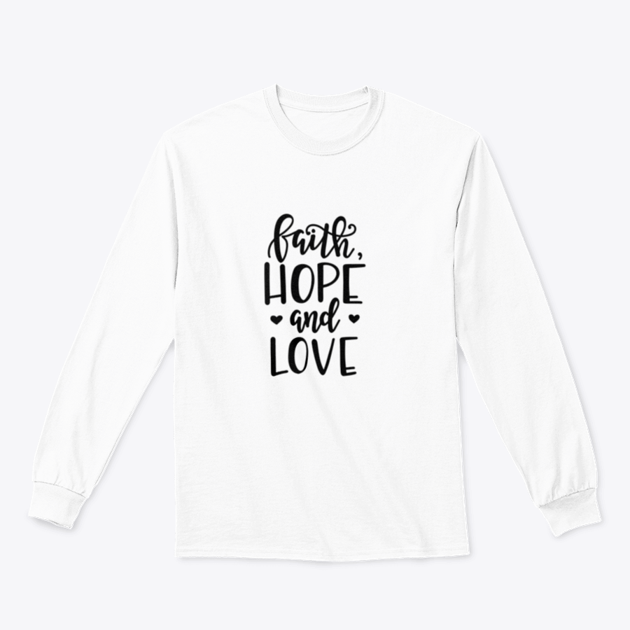 Faith Hope And Love Christian Quotes poster with hand-drawn typography, featuring inspirational messages in a stylish design.