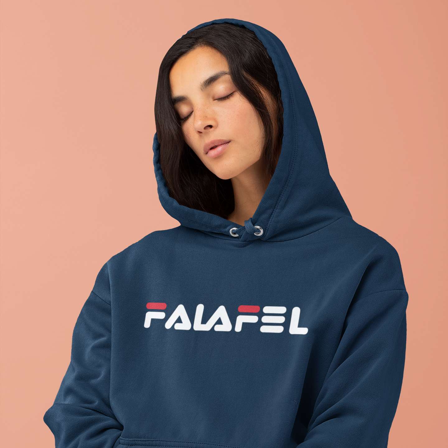 Falafel Organic Cotton Hoodie in a stylish unisex design, made from 85% organic cotton and 15% recycled polyester, featuring eco-friendly printing.