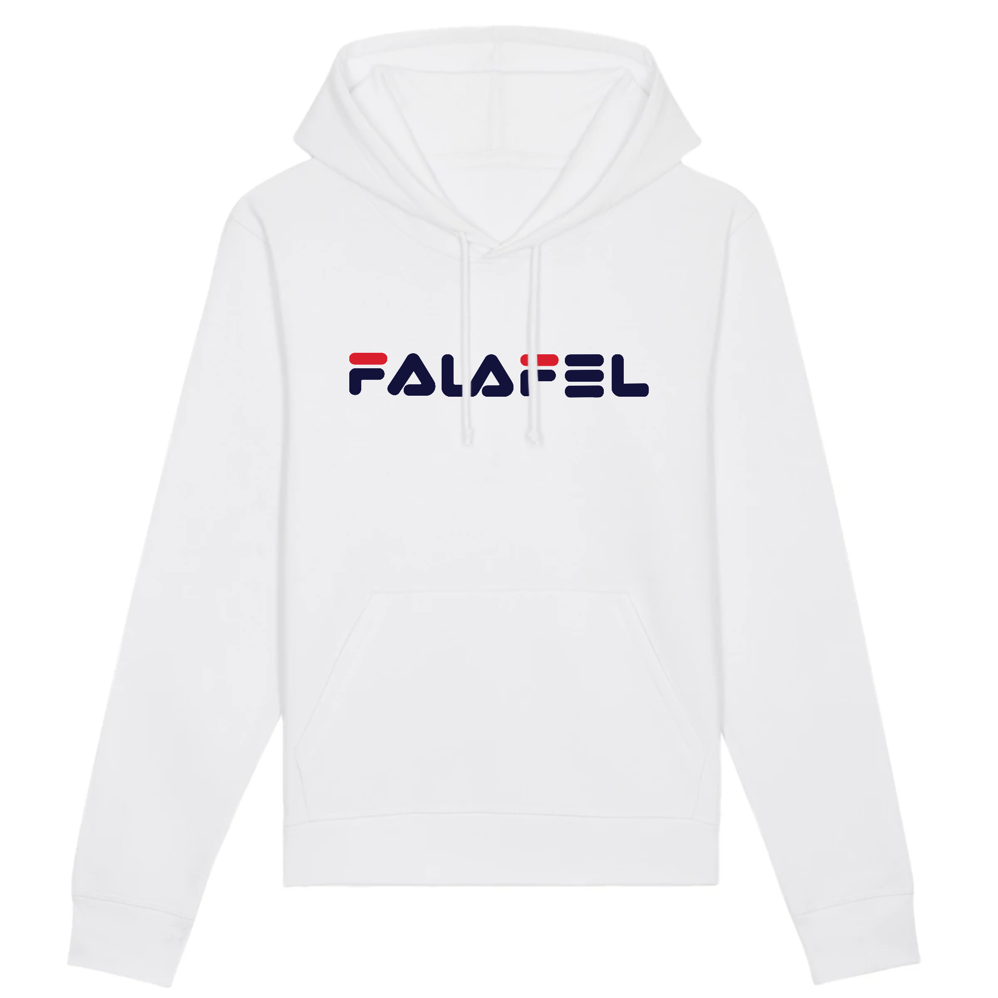 Falafel Organic Cotton Hoodie in a stylish unisex design, made from 85% organic cotton and 15% recycled polyester, featuring eco-friendly printing.