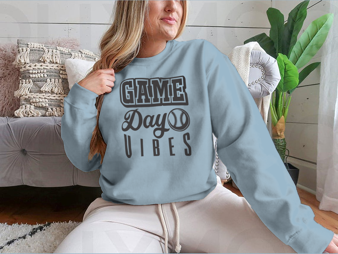 A stylish Game Day Vibes Softball Logo design featuring inspirational quotes, perfect for game day or casual wear.