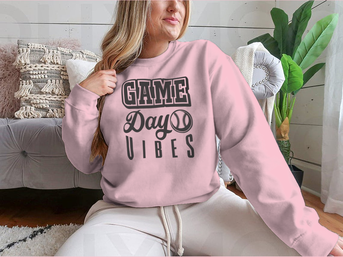 A stylish Game Day Vibes Softball Logo design featuring inspirational quotes, perfect for game day or casual wear.