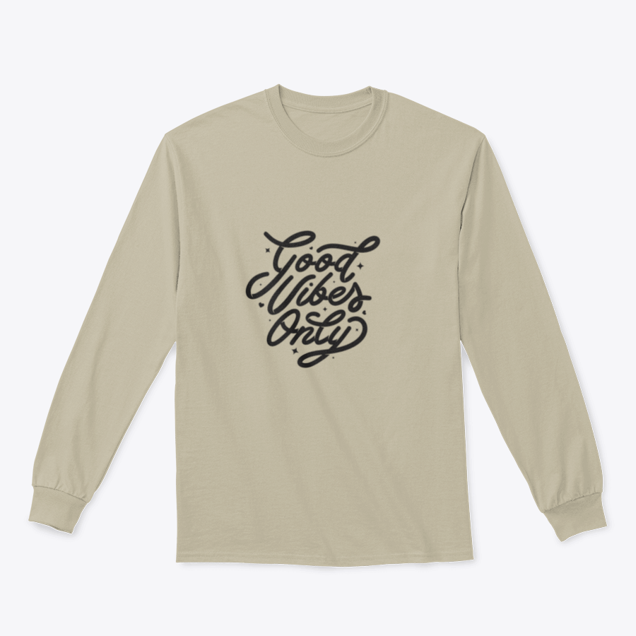 A stylish t-shirt featuring the motivational quote 'Good Vibes Only' designed for comfort and inspiration.