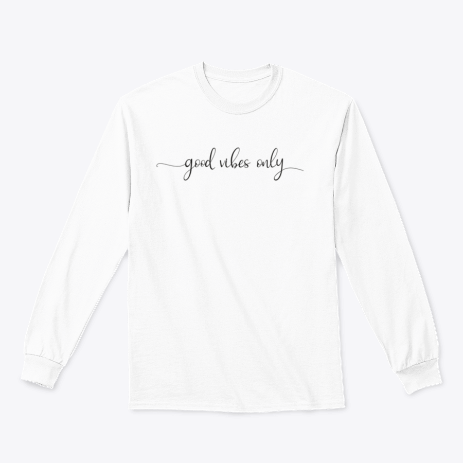 A cozy sweatshirt featuring 'Good Vibes Only' lettering in a stylish design, made from soft cotton fabric.