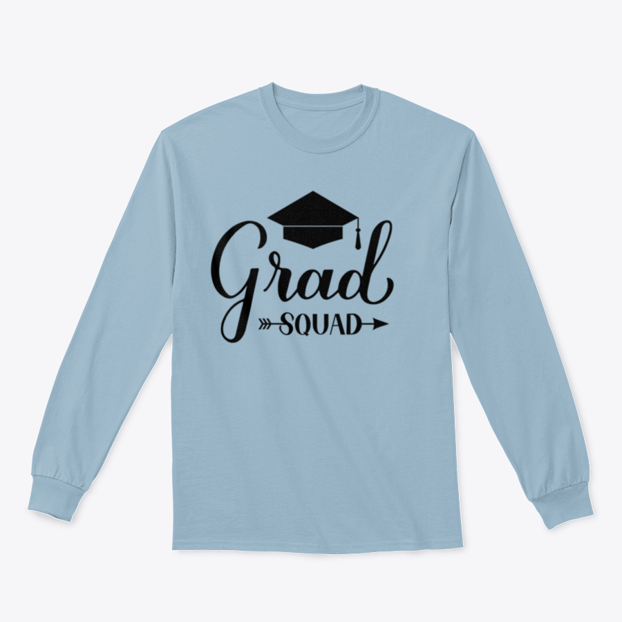 Grad Squad Calligraphy sweatshirt featuring a graduation cap design, made from soft cotton fabric.