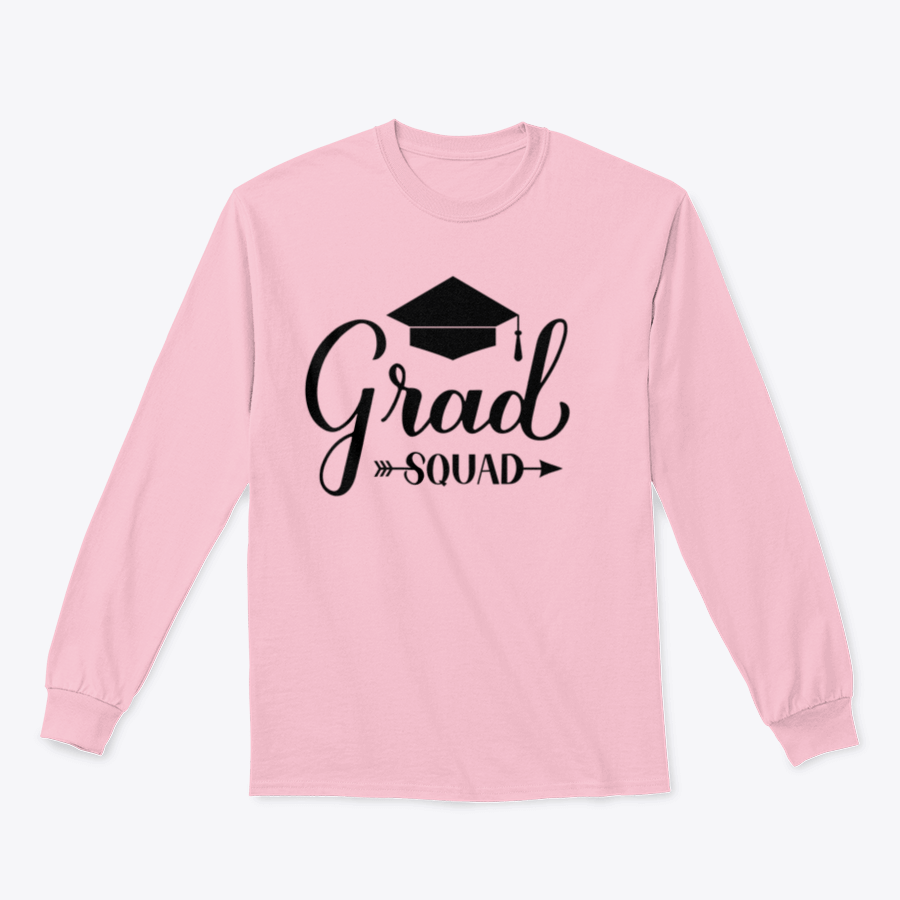 Grad Squad Calligraphy sweatshirt featuring a graduation cap design, made from soft cotton fabric.