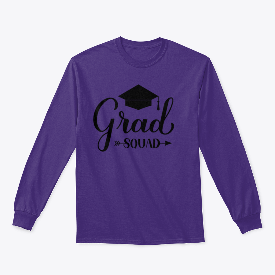 Grad Squad Calligraphy sweatshirt featuring a graduation cap design, made from soft cotton fabric.