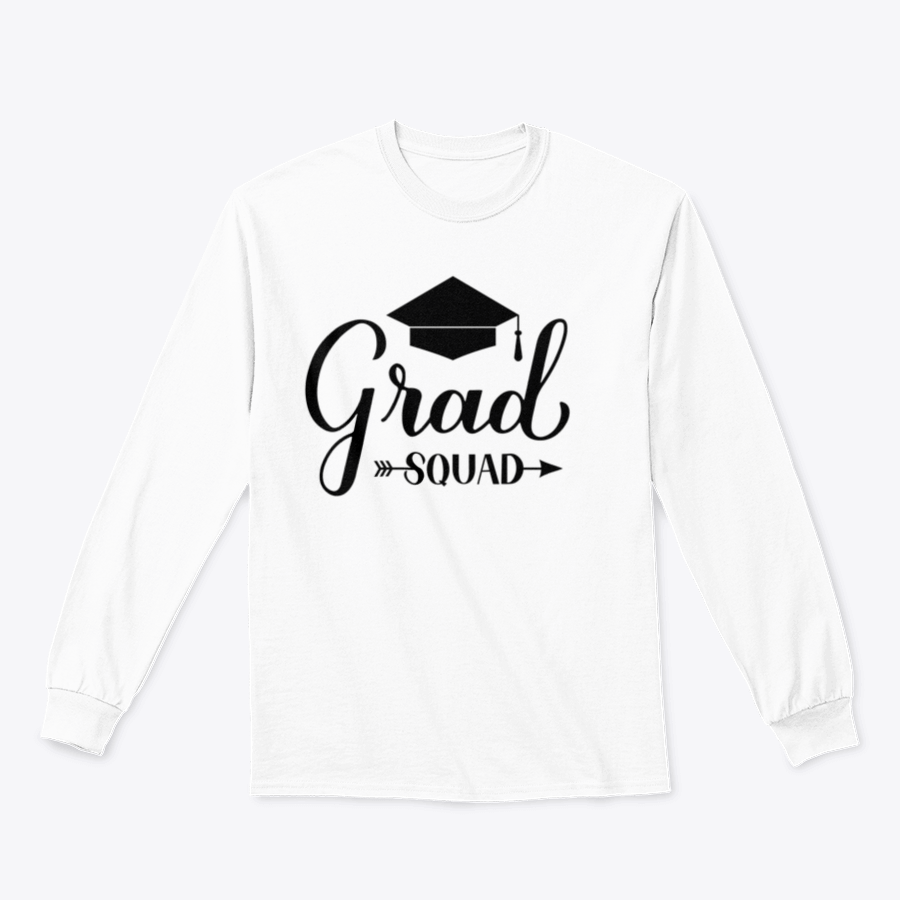 Grad Squad Calligraphy sweatshirt featuring a graduation cap design, made from soft cotton fabric.