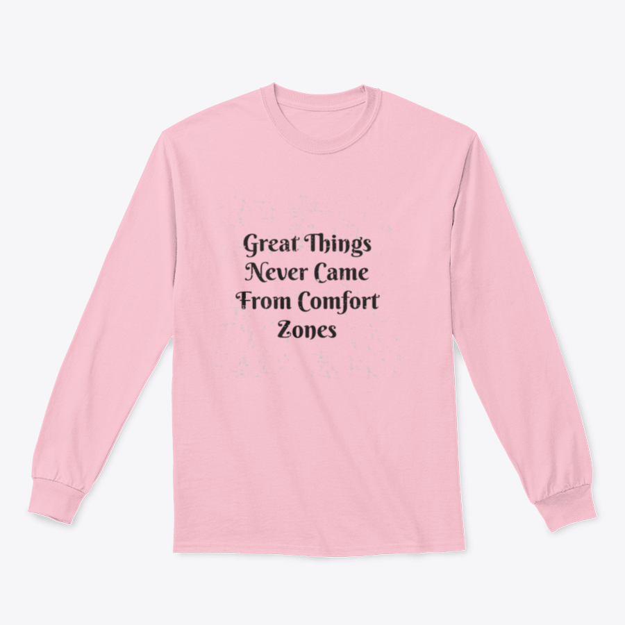 Vintage design shirt with motivational quote 'Great Things Never Came From Comfort Zones', showcasing soft cotton fabric and classic fit.