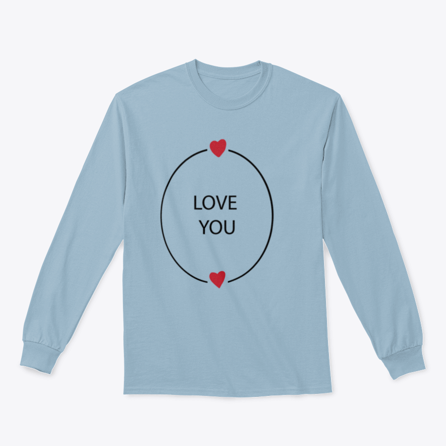 A cozy sweatshirt featuring a hand-drawn 'Love You' design, made from 100% cotton, perfect for casual wear.