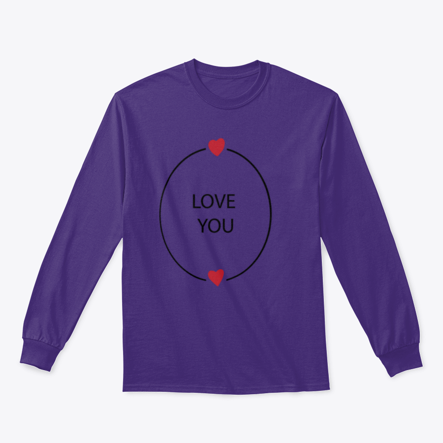 A cozy sweatshirt featuring a hand-drawn 'Love You' design, made from 100% cotton, perfect for casual wear.