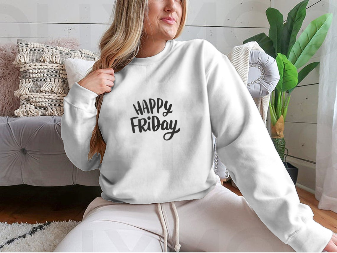 A stylish hand-drawn lettering design that says 'Happy Friday', showcasing vibrant colors and a modern typography style.