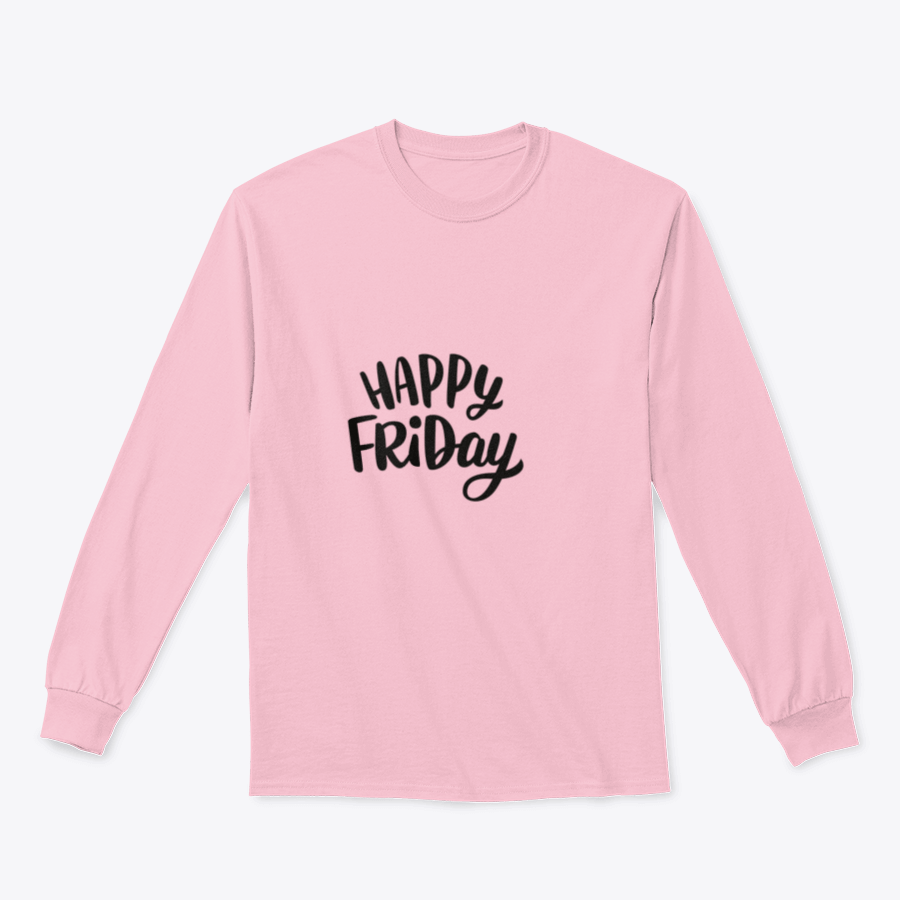 A stylish hand-drawn lettering design that says 'Happy Friday', showcasing vibrant colors and a modern typography style.