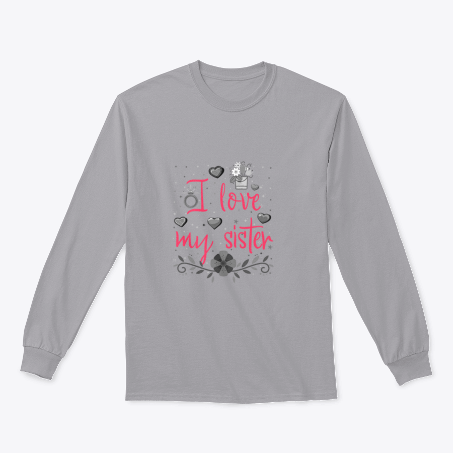 I Love My Sister Print Design Sweatshirt in grey, showcasing a stylish print and comfortable fit.