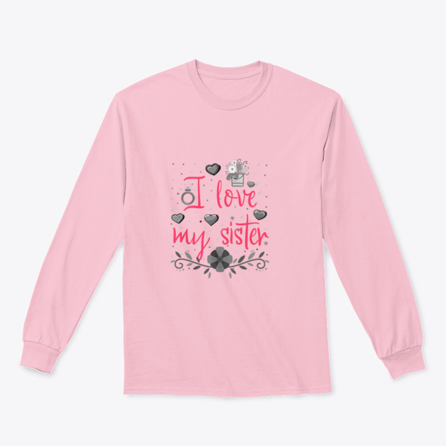 I Love My Sister Print Design Sweatshirt in grey, showcasing a stylish print and comfortable fit.