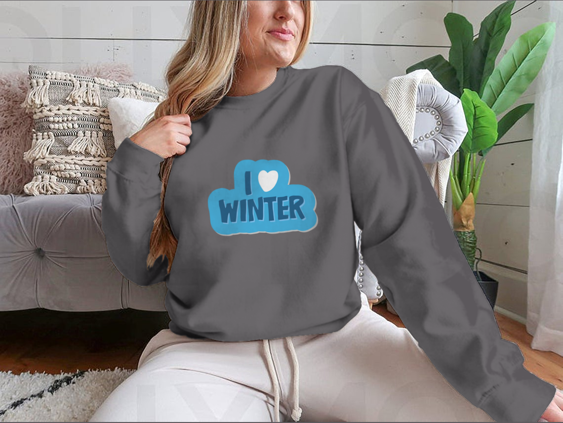 A cozy winter-themed shirt featuring the motivational phrase 'I Love Winter Christmas And New Year' with a heart design, perfect for festive celebrations.