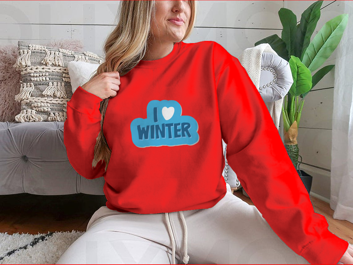 A cozy winter-themed shirt featuring the motivational phrase 'I Love Winter Christmas And New Year' with a heart design, perfect for festive celebrations.