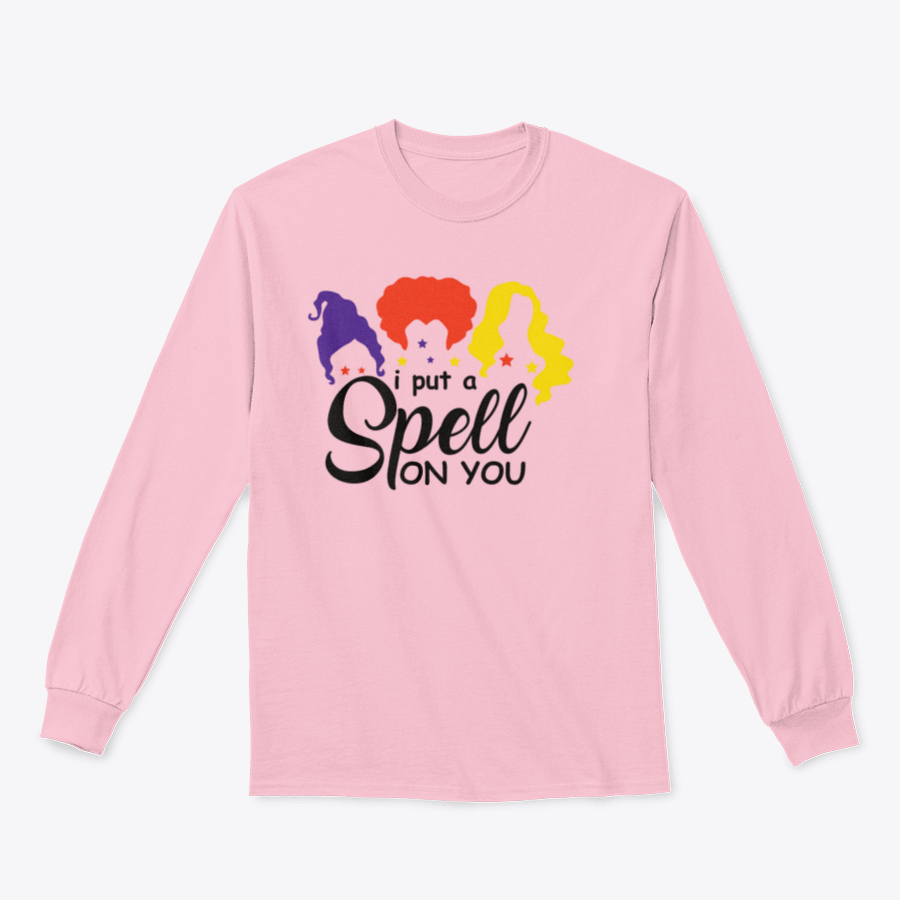 I Put A Spell On You Sanderson Sister shirt featuring a whimsical design, perfect for Halloween celebrations.