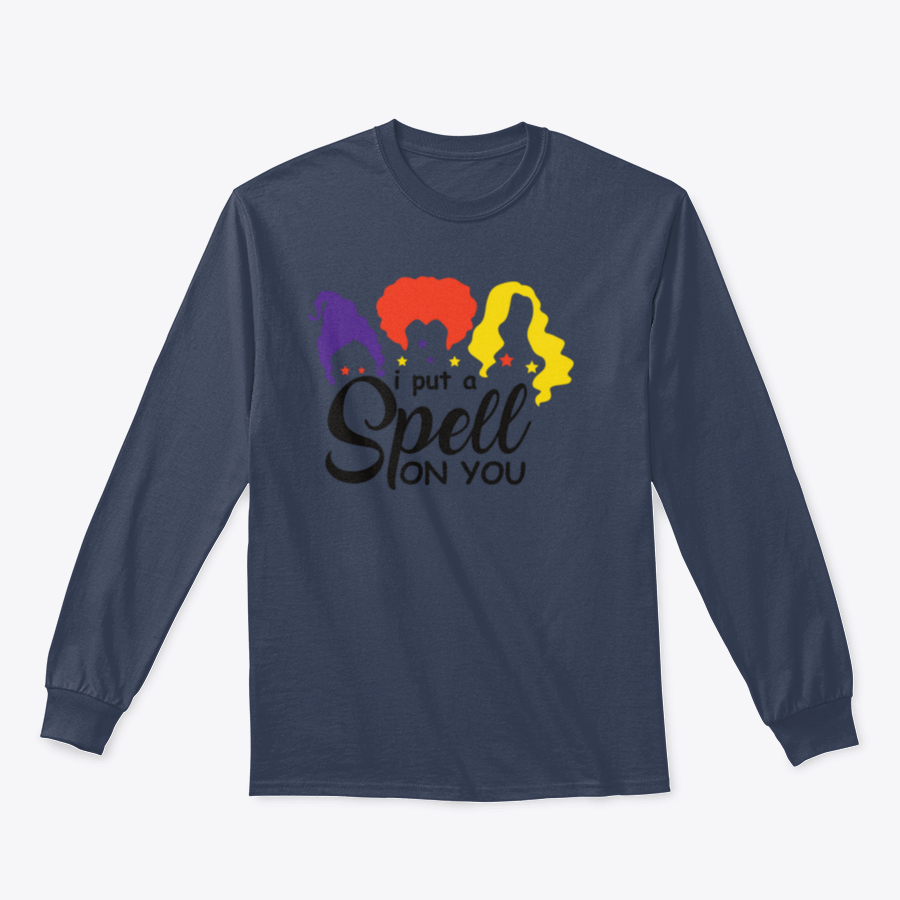 I Put A Spell On You Sanderson Sister shirt featuring a whimsical design, perfect for Halloween celebrations.