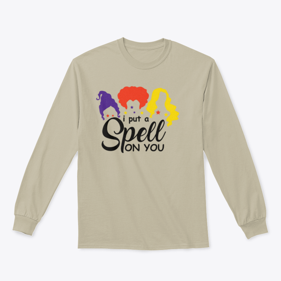 I Put A Spell On You Sanderson Sister shirt featuring a whimsical design, perfect for Halloween celebrations.