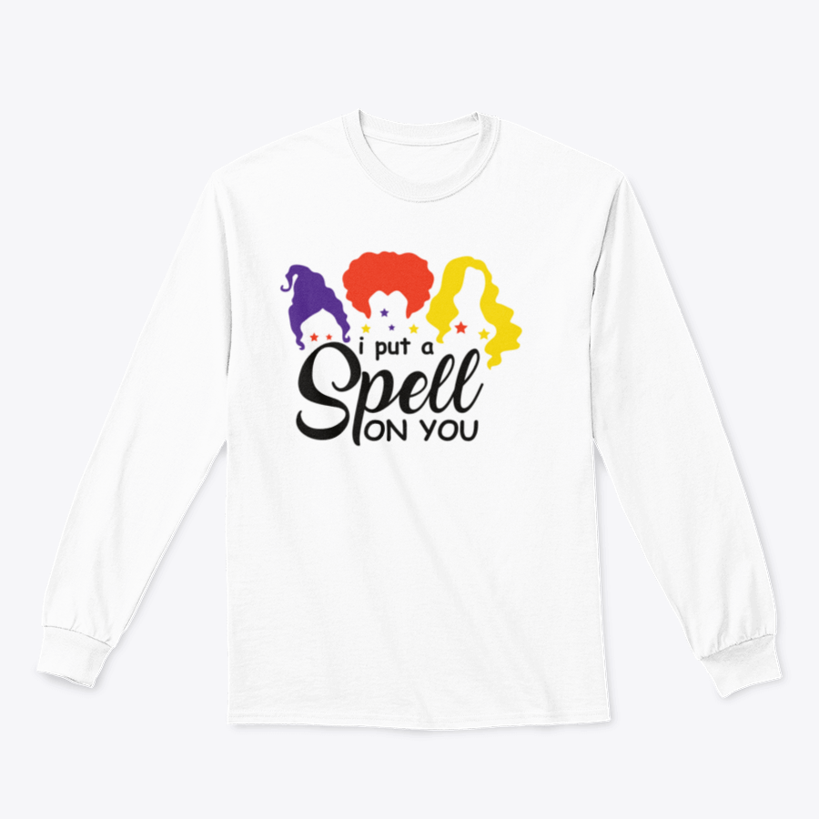 I Put A Spell On You Sanderson Sister shirt featuring a whimsical design, perfect for Halloween celebrations.