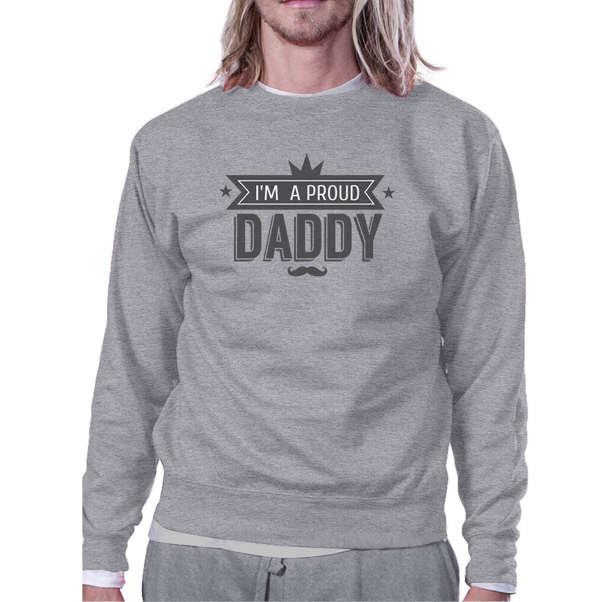 Unisex grey sweatshirt with 'I'm A Proud Daddy' vintage design, perfect for Father's Day gifts.