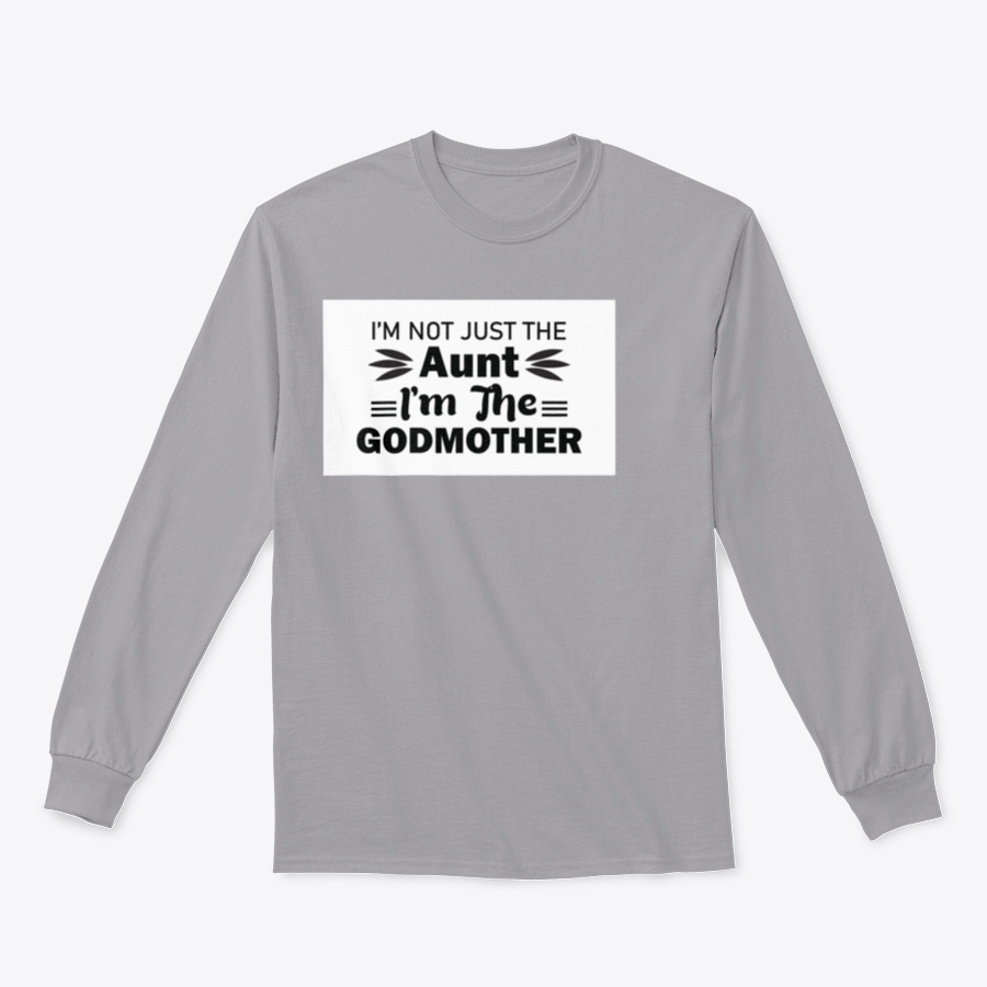 A stylish t-shirt featuring the phrase 'I'M Not Just The Aunt I'M The Godmother' in a fun design, showcasing its comfortable fit and quality fabric.