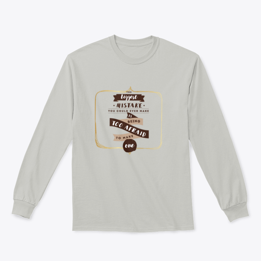 A stylish typography shirt featuring an inspirational quote about mistakes, made from a comfortable cotton/polyester blend.