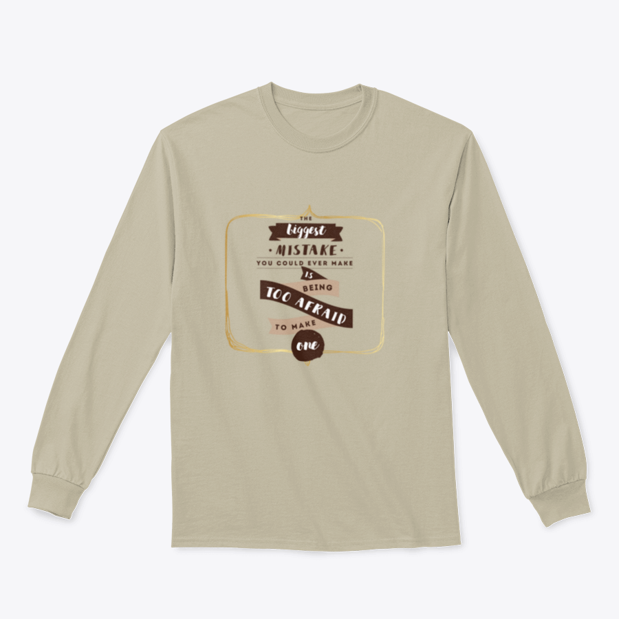 A stylish typography shirt featuring an inspirational quote about mistakes, made from a comfortable cotton/polyester blend.