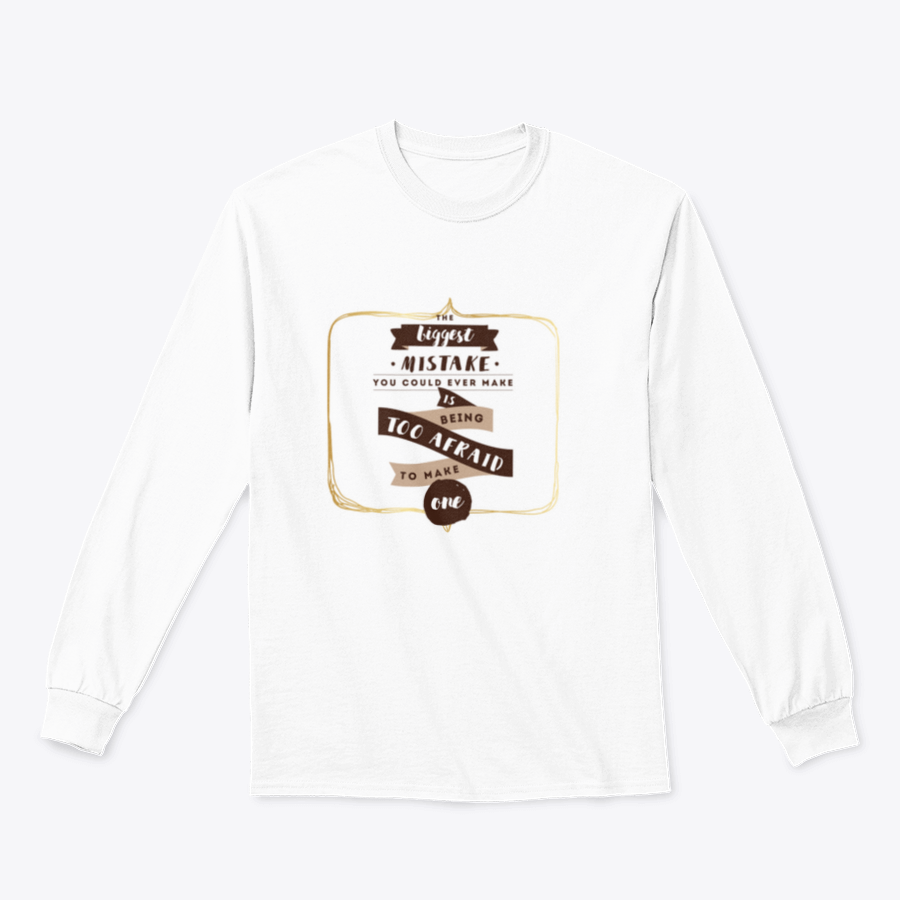 A stylish typography shirt featuring an inspirational quote about mistakes, made from a comfortable cotton/polyester blend.