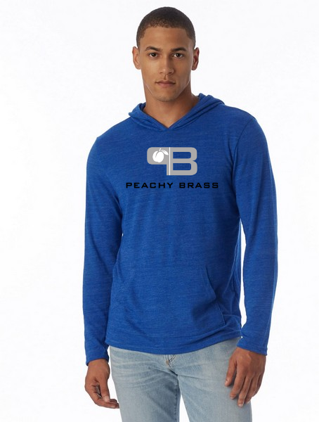 A soft and lightweight Jersey Style Pullover Hoodie in a casual setting, showcasing its kangaroo pocket and side slit design.