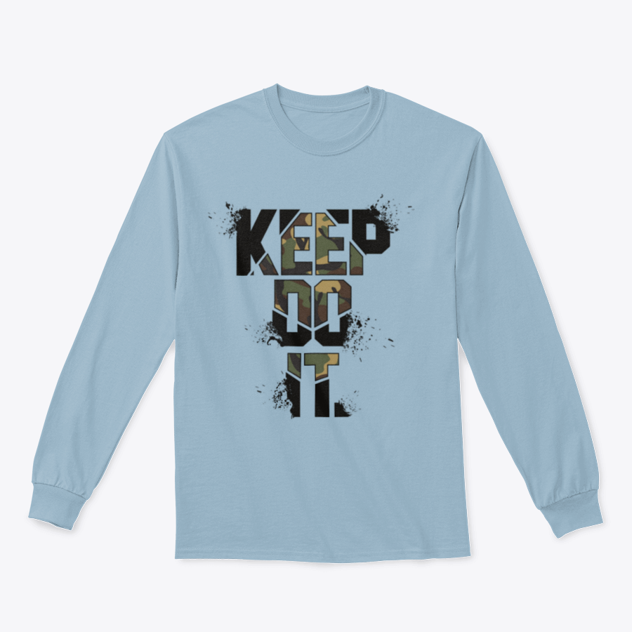 Keep Do It Camouflage Military Typography T-Shirt featuring a stylish graphic design on a comfortable cotton fabric.