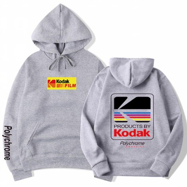 A stylish Kodak Hoodie featuring a hood, full sleeves, and big front pockets, perfect for autumn and winter wear.