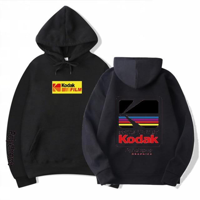 A stylish Kodak Hoodie featuring a hood, full sleeves, and big front pockets, perfect for autumn and winter wear.