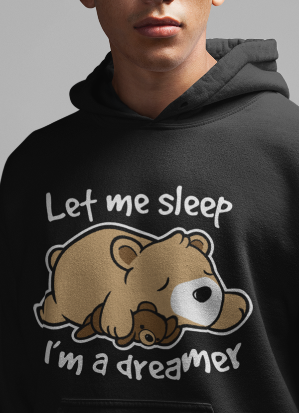 Let Me Sleep Hoodie featuring a cozy cotton/poly fleece blend, adjustable hood, and stylish design by top artists.