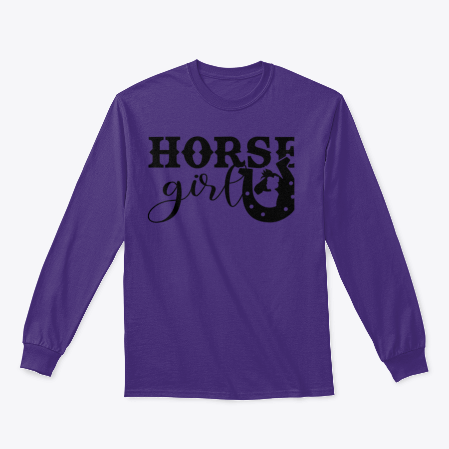 A stylish shirt featuring a cool horseshoe design and lettering about horses, perfect for horse lovers.