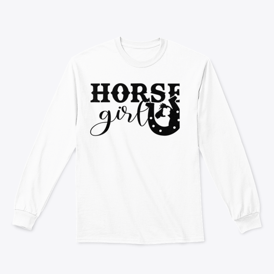 A stylish shirt featuring a cool horseshoe design and lettering about horses, perfect for horse lovers.