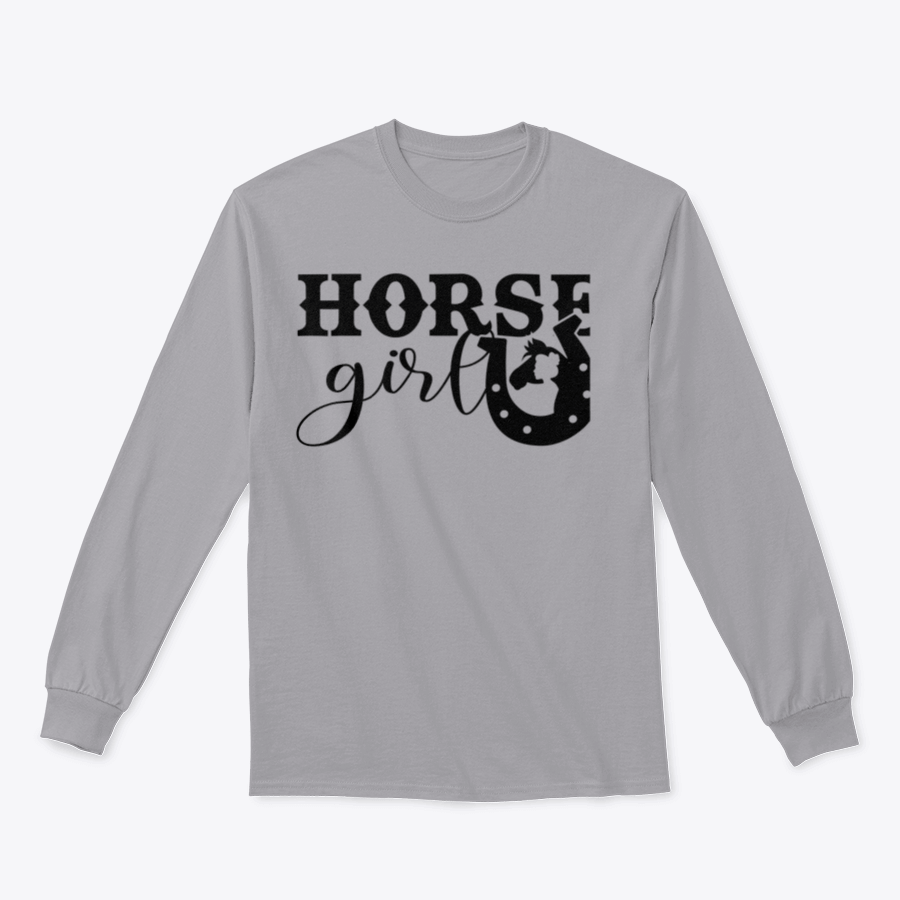 A stylish shirt featuring a cool horseshoe design and lettering about horses, perfect for horse lovers.