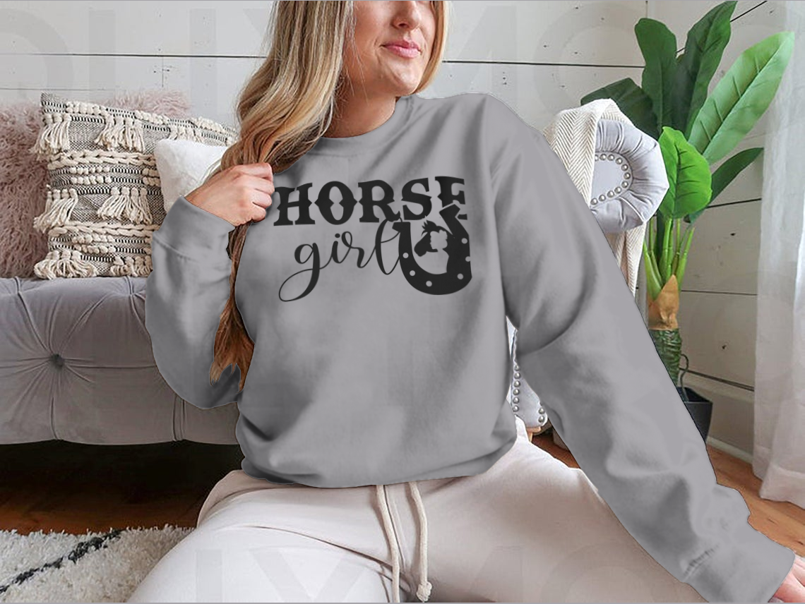 A stylish shirt featuring a cool horseshoe design and lettering about horses, perfect for horse lovers.