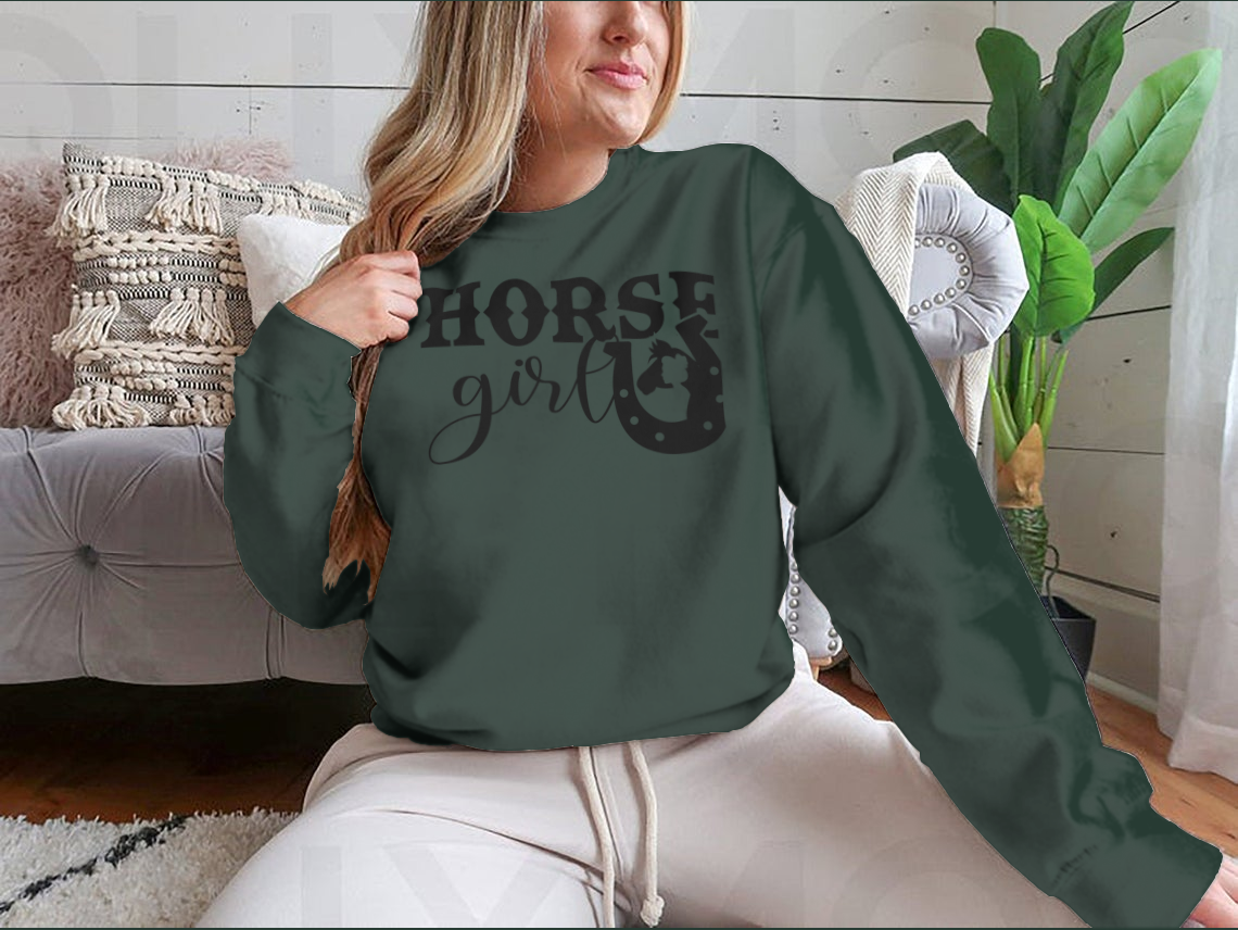 A stylish shirt featuring a cool horseshoe design and lettering about horses, perfect for horse lovers.