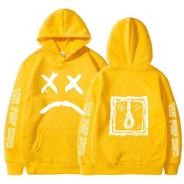 Lil Peep hoodie in various colors, featuring a hooded design and casual print pattern, perfect for streetwear enthusiasts.