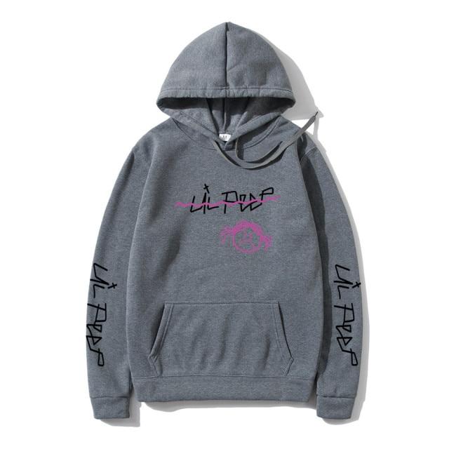 Lil Peep Purple Hoodie featuring a vibrant design, hooded style, and full sleeves, made from soft fleece material.