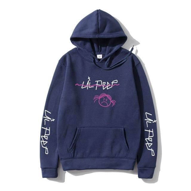 Lil Peep Purple Hoodie featuring a vibrant design, hooded style, and full sleeves, made from soft fleece material.