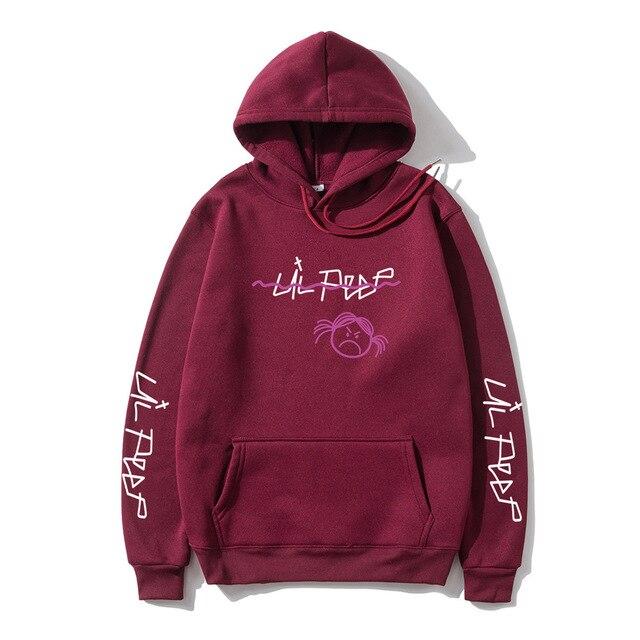 Lil Peep Purple Hoodie featuring a vibrant design, hooded style, and full sleeves, made from soft fleece material.