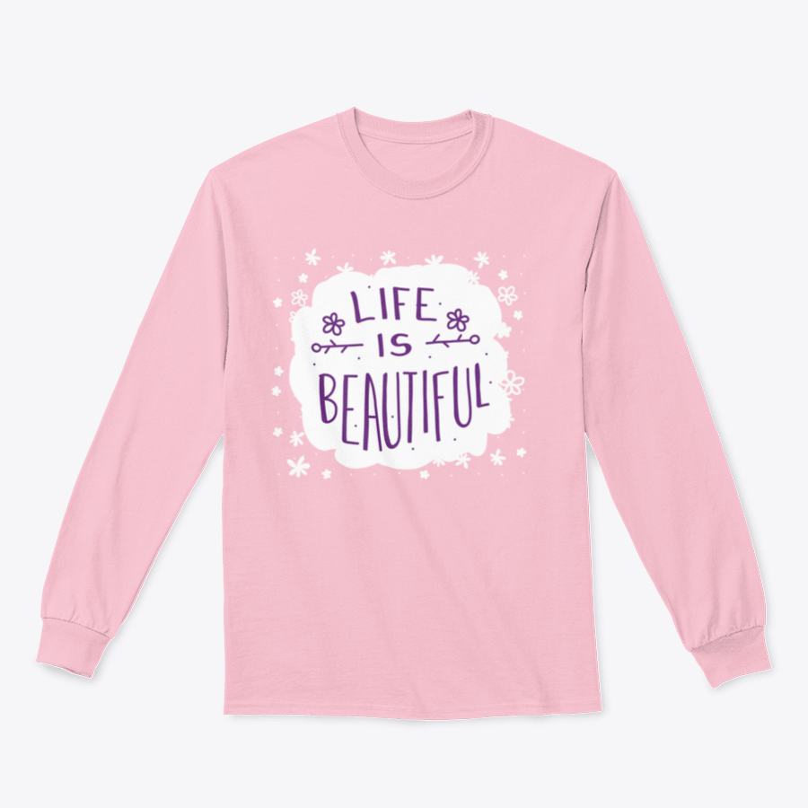 Lovely Message Sweatshirt featuring a white frame on a pink background, showcasing a stylish design perfect for casual wear.