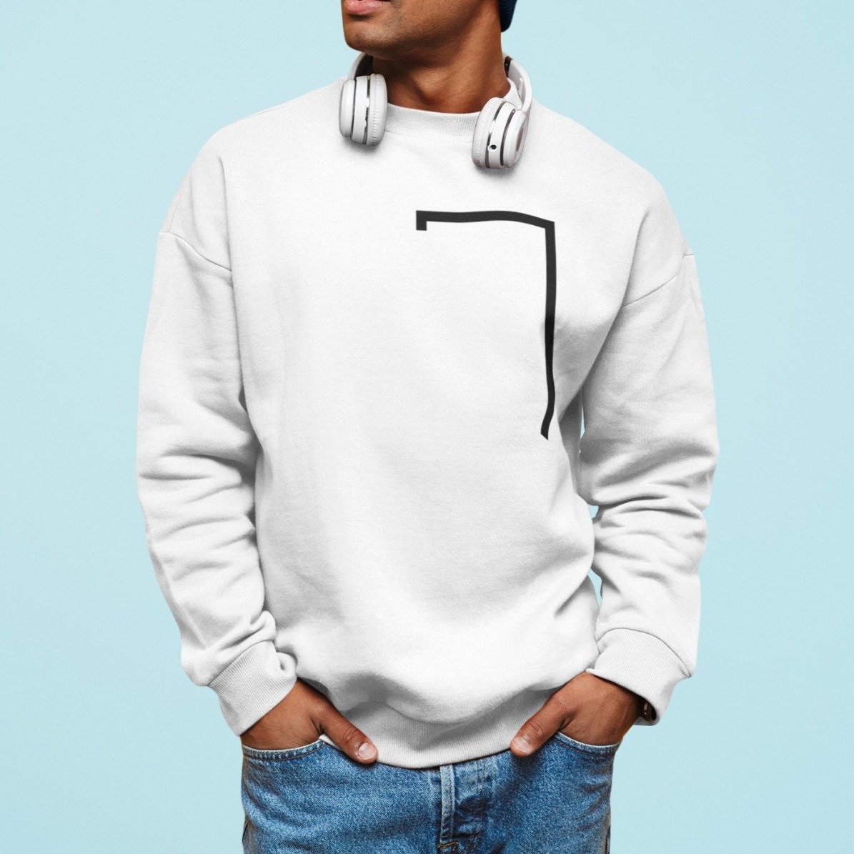 Men's Angled Logo Crewneck Sweatshirt featuring a loose fit and stylish angled logo design, made from a soft cotton-polyester blend.